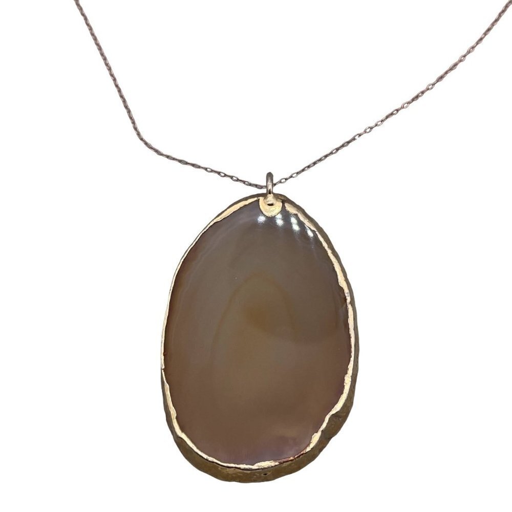 Fas Thailand 925 Sterling Silver Agate Pendant Necklace 24 Inches